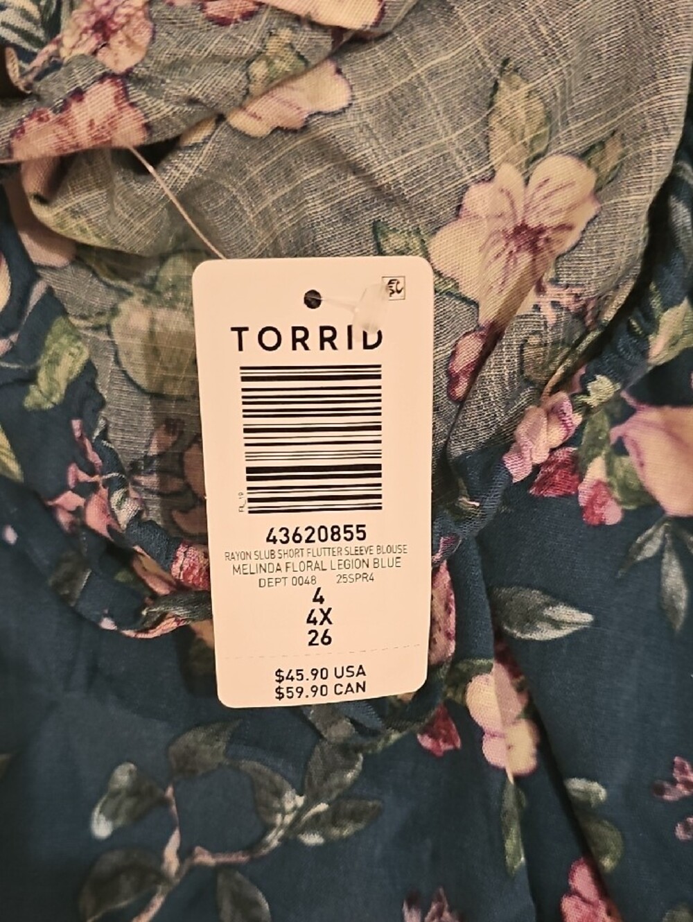 Women's Teal Floral Tie-Neck Blouse - Picture 6 of 7